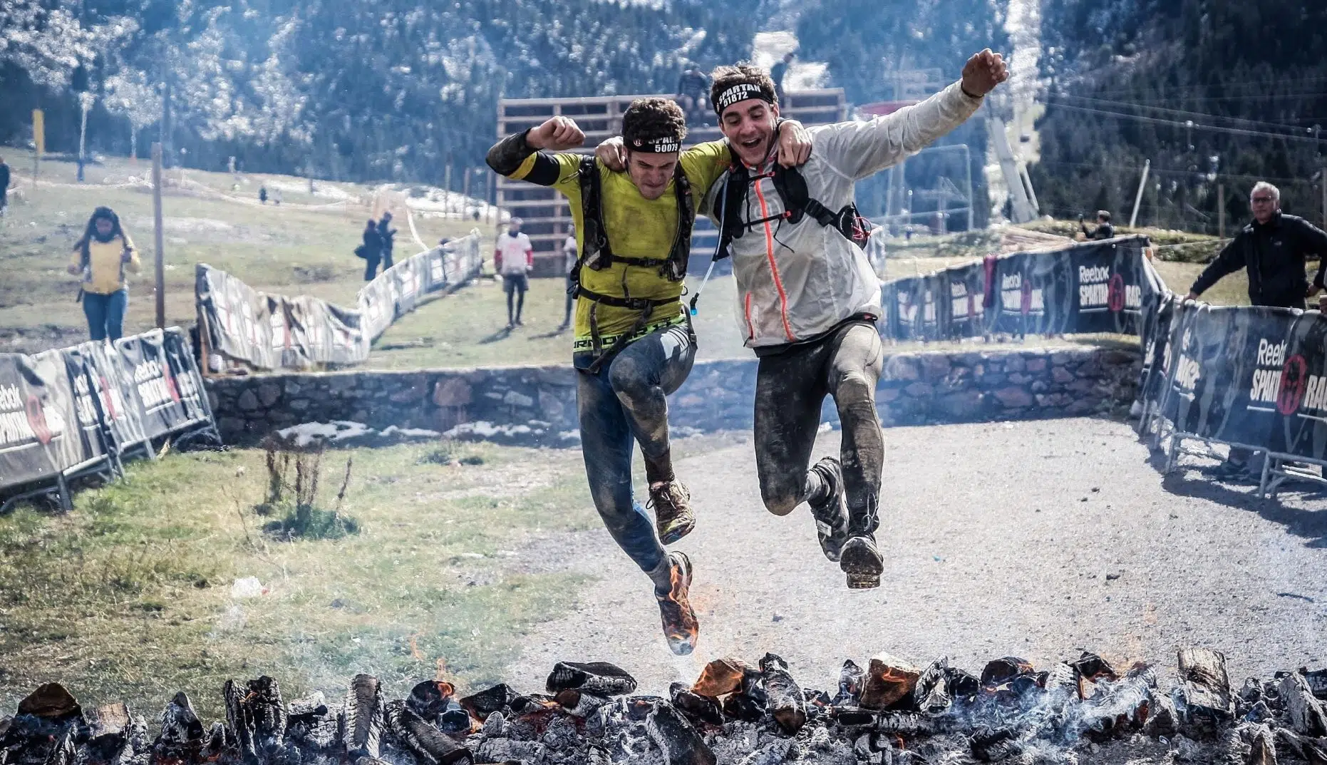 Des coureurs en hiver 