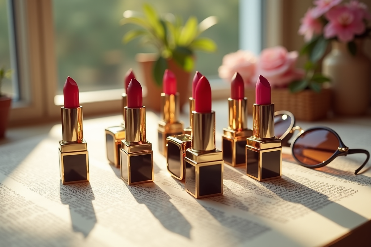 coffre de beauté avec rouges à lèvres haut de gamme