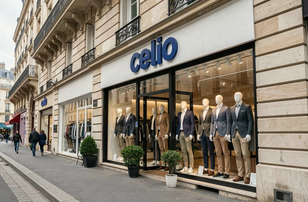 Façade extérieure du magasin celio dans une rue commerçante de Vichy