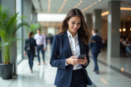 Femme d'affaires moderne dans un bureau dynamique