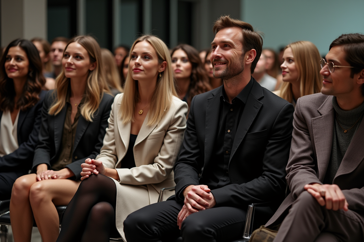 Groupe de fashion insiders assis lors d