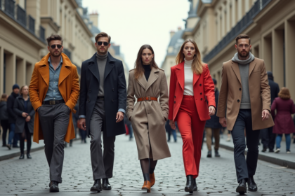 Groupe de jeunes adultes mode dans Paris près du Grand Palais